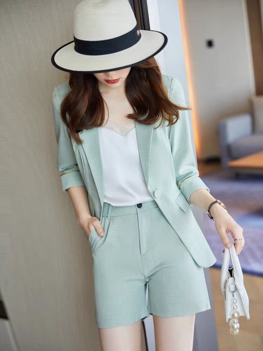 2024 spring women's suits, shorts suits, summer casual age-reducing outfits, goddess style, foreign style, fashion and high-end sense