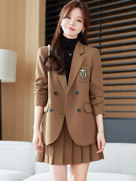 Obilan 2024 New Spring Small Blazer Women's Pleated Suit Skirt Professional Autumn JK Professional Wear Uniform