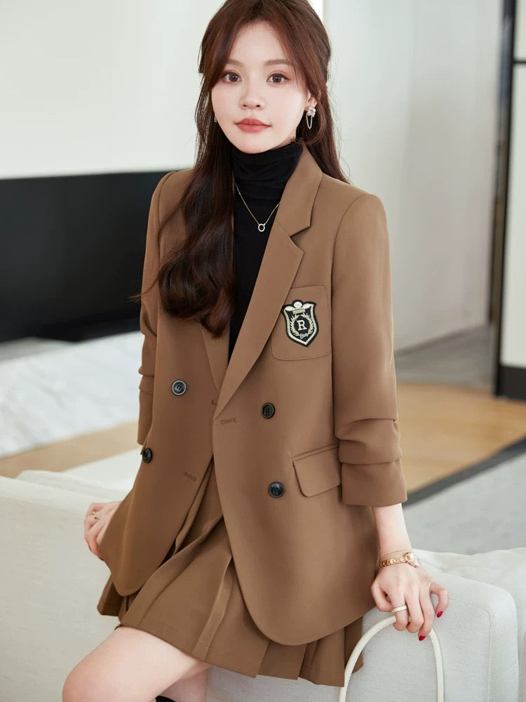 Obilan 2024 New Spring Small Blazer Women's Pleated Suit Skirt Professional Autumn JK Professional Wear Uniform