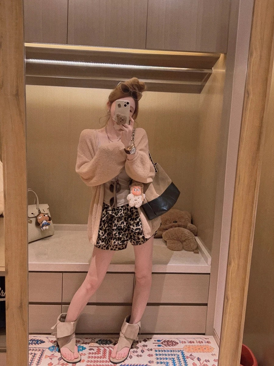 Yukiss [Leopard Print Aesthetics! Skirt Pants Without Revealing Pleasure / Layered Ruffle Mini Skirt/Cake Skirt]