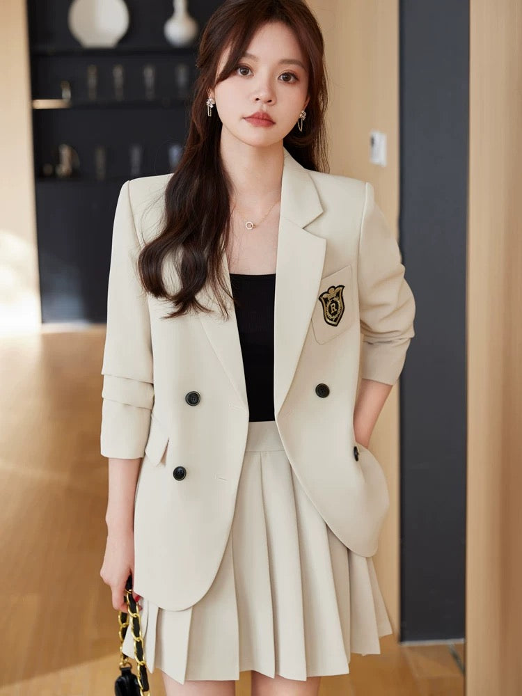 Obilan 2024 New Spring Small Blazer Women's Pleated Suit Skirt Professional Autumn JK Professional Wear Uniform