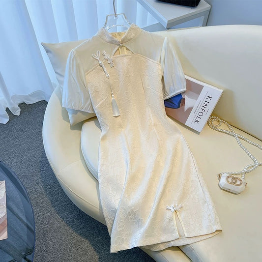 Recommended by Nancy Cici for her own use~Short cheongsam girl's summer high school style dress with small stature