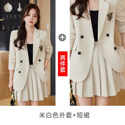 Obilan 2024 New Spring Small Blazer Women's Pleated Suit Skirt Professional Autumn JK Professional Wear Uniform