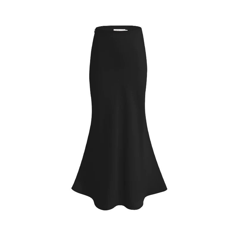 Lin Guanguan champagne imitation acetate satin skirt fishtail skirt a-line long skirt white drape hip skirt