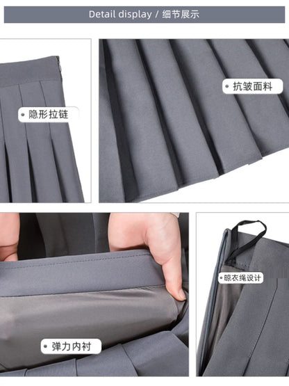 Pleated skirt women's summer short skirt 2024 new large size high waist slim a-line short jk suit material skirt