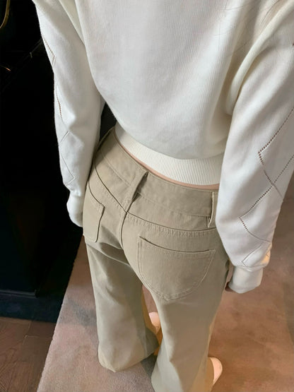 GYOKUU [Fashion Trend] 2026 Spring/Summer Khaki Straight Leg Jeans