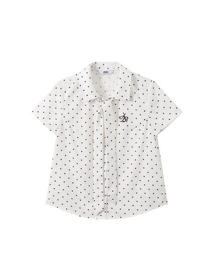 ANDYET AD1 original polka dot shirt women's summer French retro commuting loose casual streamer short-sleeved top