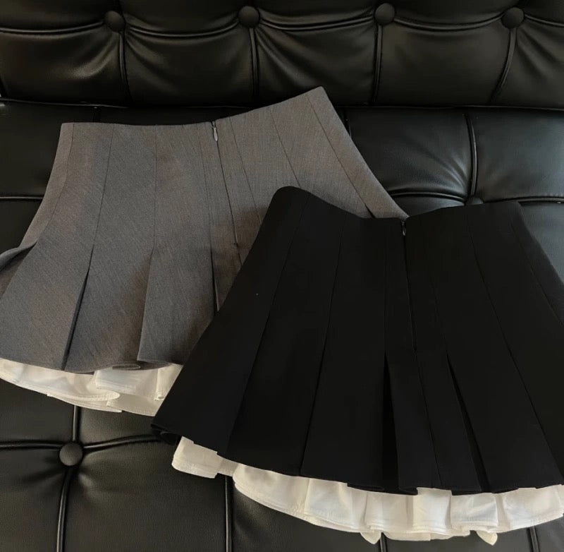 Summer new versatile short skirt for women with layered splicing ruffled high-waisted pleated skirts
