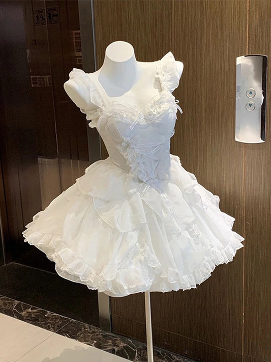 [Ready stock] Tea break French pure desire ballet style suit super fairy birthday princess skirt forest style tutu skirt petite man