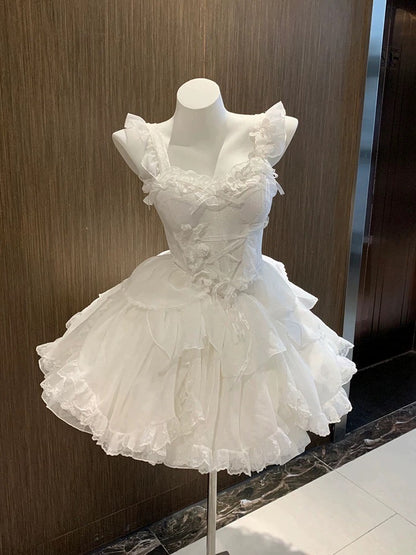 [Ready stock] Tea break French pure desire ballet style suit super fairy birthday princess skirt forest style tutu skirt petite man