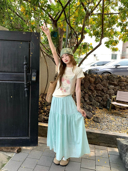 CCKOK Dreamy Butterfly Print Three-Dimensional Slim Shoulder T-shirt 2025 Summer New Salty Girl Short Sleeve Female