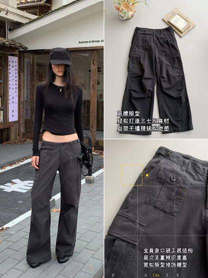 Audwyn Women's Multi-Pocket Flared Wide-Leg Cargo Trousers – Slimming, Flattering, and Versatile for Work or Casual Wear