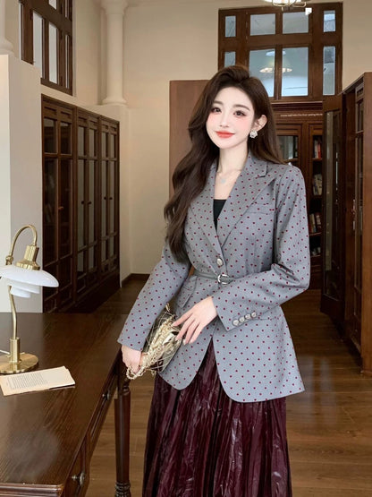 Shenzhen Nanyou niche designer light luxury polka dot suit hit the street spring and autumn new fashion silhouette versatile jacket