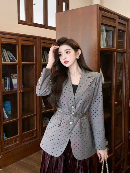 Shenzhen Nanyou niche designer light luxury polka dot suit hit the street spring and autumn new fashion silhouette versatile jacket