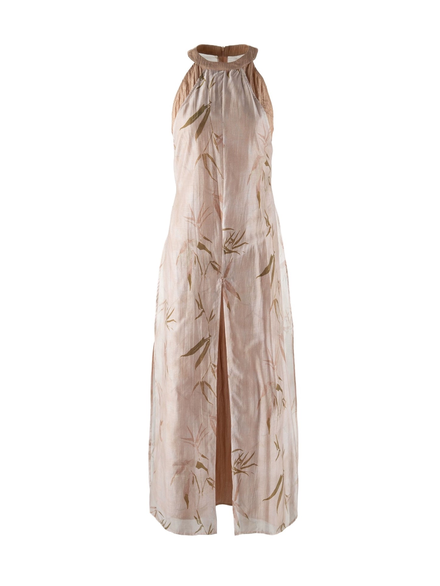 LAZYZ New Chinese Printed Halter Neck Waist Dress Women's Summer 2024 New Retro Temperament Tencel Long Skirt