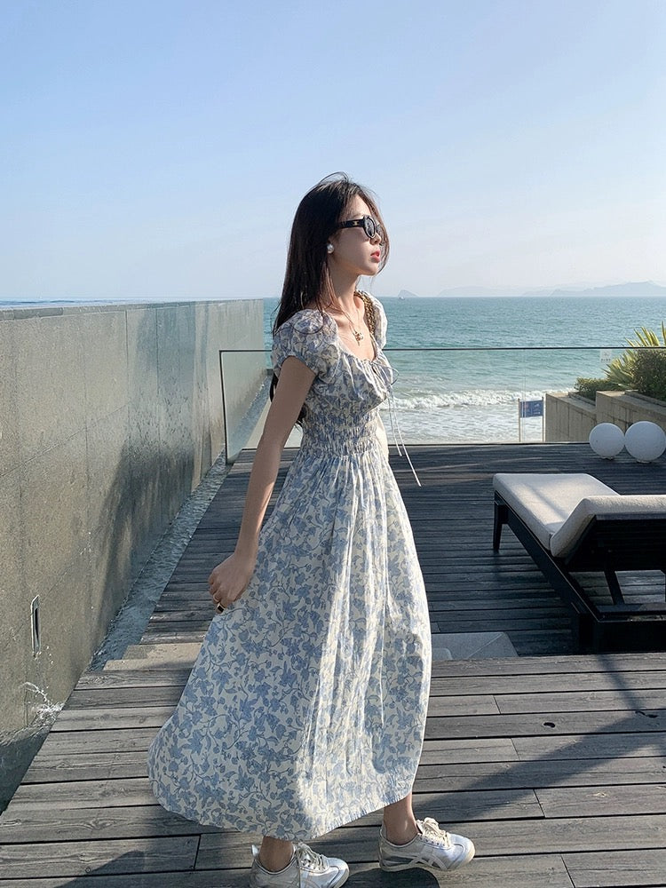 Zeng Xiaoxian Romantic Heroine Korean Style Blue Floral Long Dress Wom Lee Nhi Boutique Zeng Xiaoxian Romantic Heroine Korean Style Blue Floral Long Dress Wom Lee Nhi Boutique