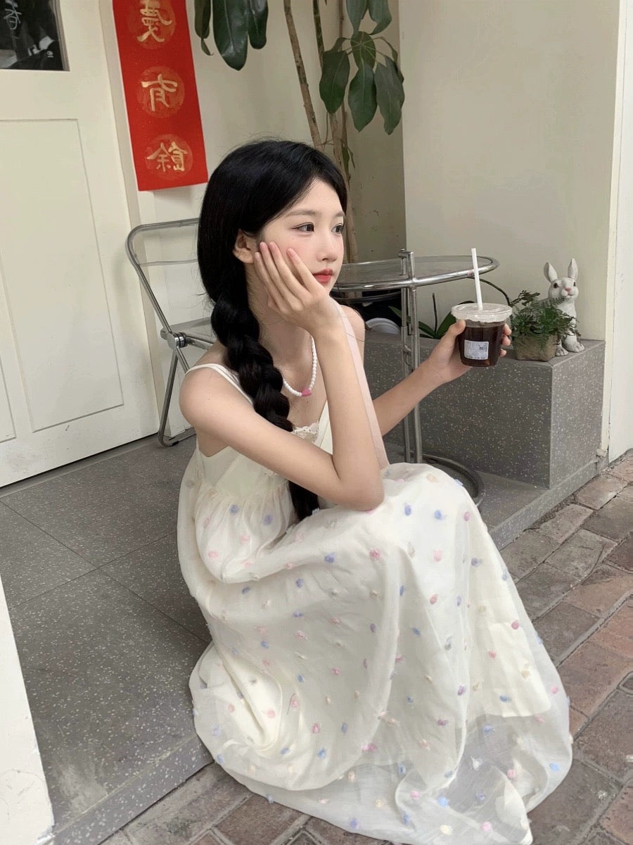 BUWAN STUDIO French pure lust style suspender dress 24 summer sweet design holiday long dress