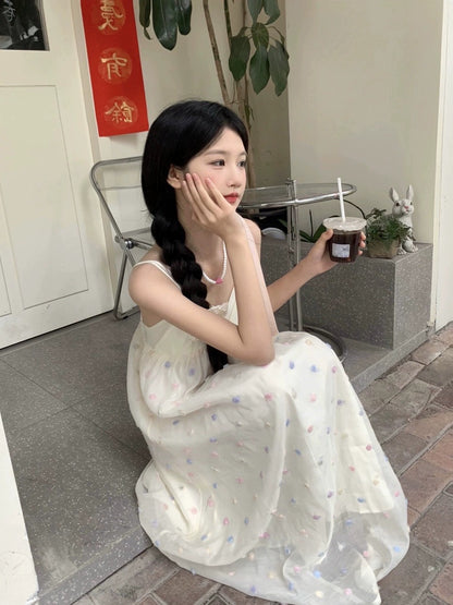 BUWAN STUDIO French pure lust style suspender dress 24 summer sweet design holiday long dress