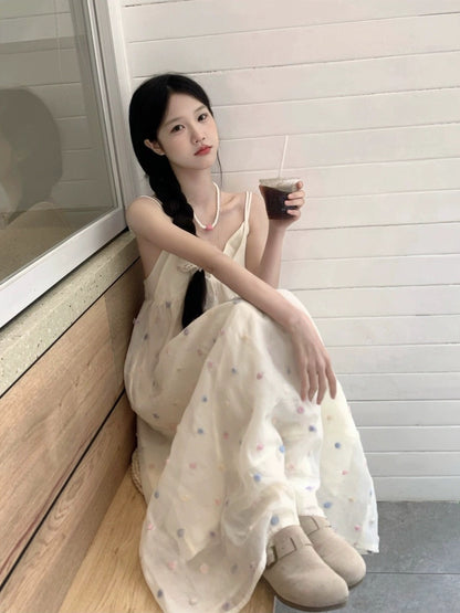 BUWAN STUDIO French pure lust style suspender dress 24 summer sweet design holiday long dress