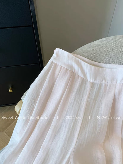 Nanyou’s high-end goods are on clearance and leaked! Pink loose drapey wide leg pants for women summer high waist straight thin casual pants