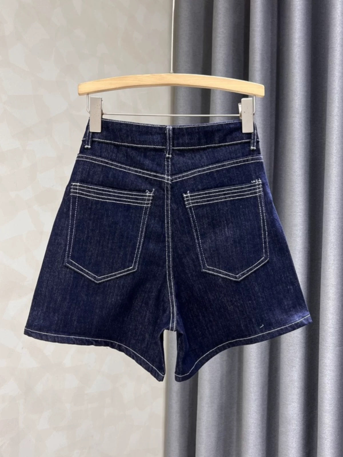 Washed blue denim shorts for women 2024 summer new loose slimming fashionable all-match high waist wide leg shorts