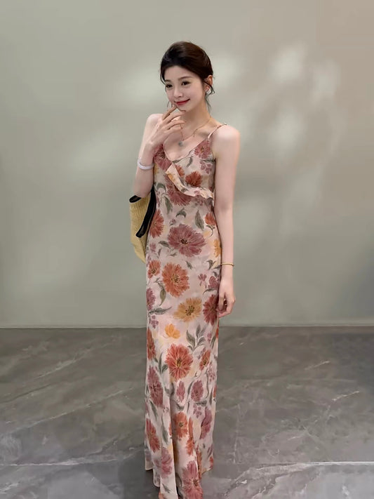 Songsong Summer New Style Slim Fit Printed Camisole Dress DT2056
