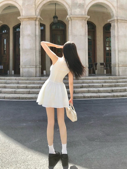 Drawing explanation WAHJU Moonlight Girl Summer new waist slimming lace hollow suspender dress for women