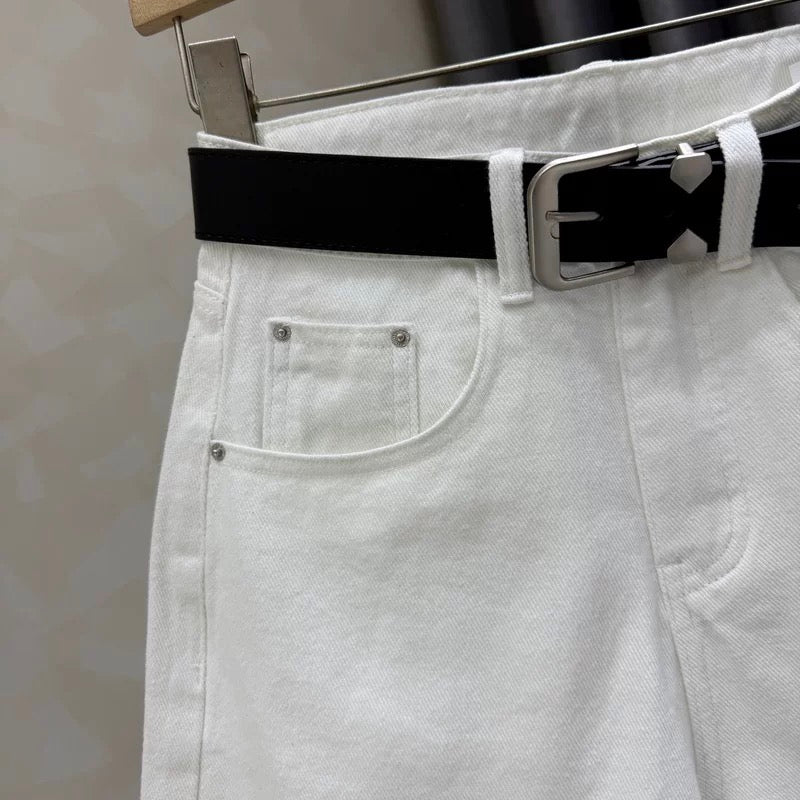 Fashion high waist slim all-match retro denim shorts women's summer new simple loose a-line wide-leg pants hot pants