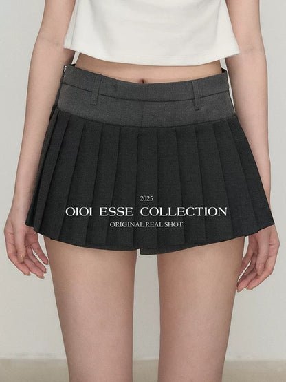 OIOI ESSE Double Waistband Pleated Tennis Skirt Pants Women's Summer Casual Style Slimming Mid-Low Waist Shorts