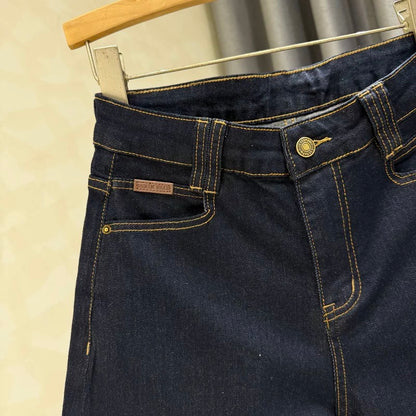 Retro blue denim shorts for women 2025 summer new style curling fashionable high waist A-line loose slim wide leg pants