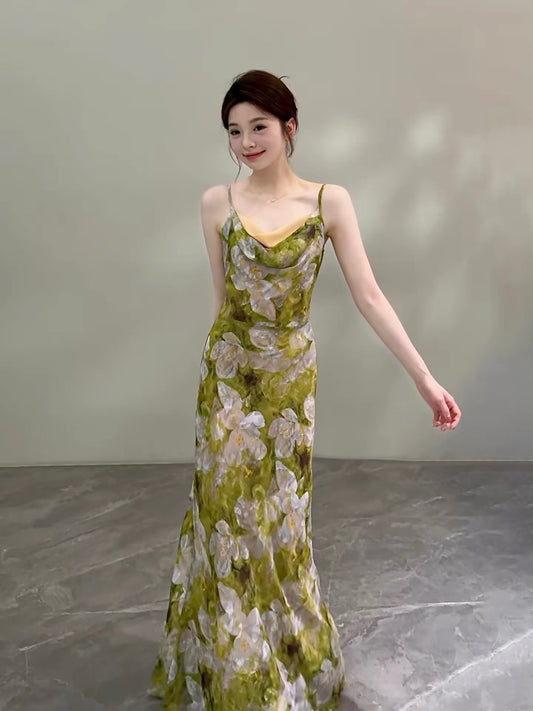 Songsong Summer New Forest-Style Vacation Slimming Halter Neck Dress DT2019