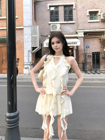 Illustration of WAHJU Long Island Iced Tea Summer new slim fit holiday atmosphere long stripe design dress
