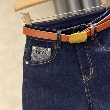Washed blue denim shorts for women, new summer styles, loose, slim, versatile, fashionable, high waist, curled hem, A-line wide-leg hot pants