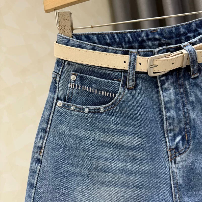 2025 summer new loose versatile denim shorts women's high waist slim temperament small wide leg shorts ins
