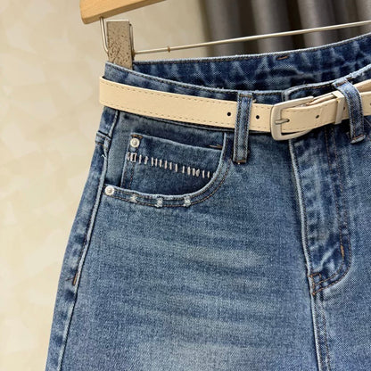 2025 summer new loose versatile denim shorts women's high waist slim temperament small wide leg shorts ins