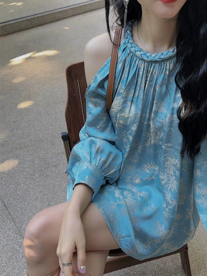 Sanji Heihua new Chinese style tops Chinese style off-shoulder shirts jackets high-end women's clothing 2024 new niche trend