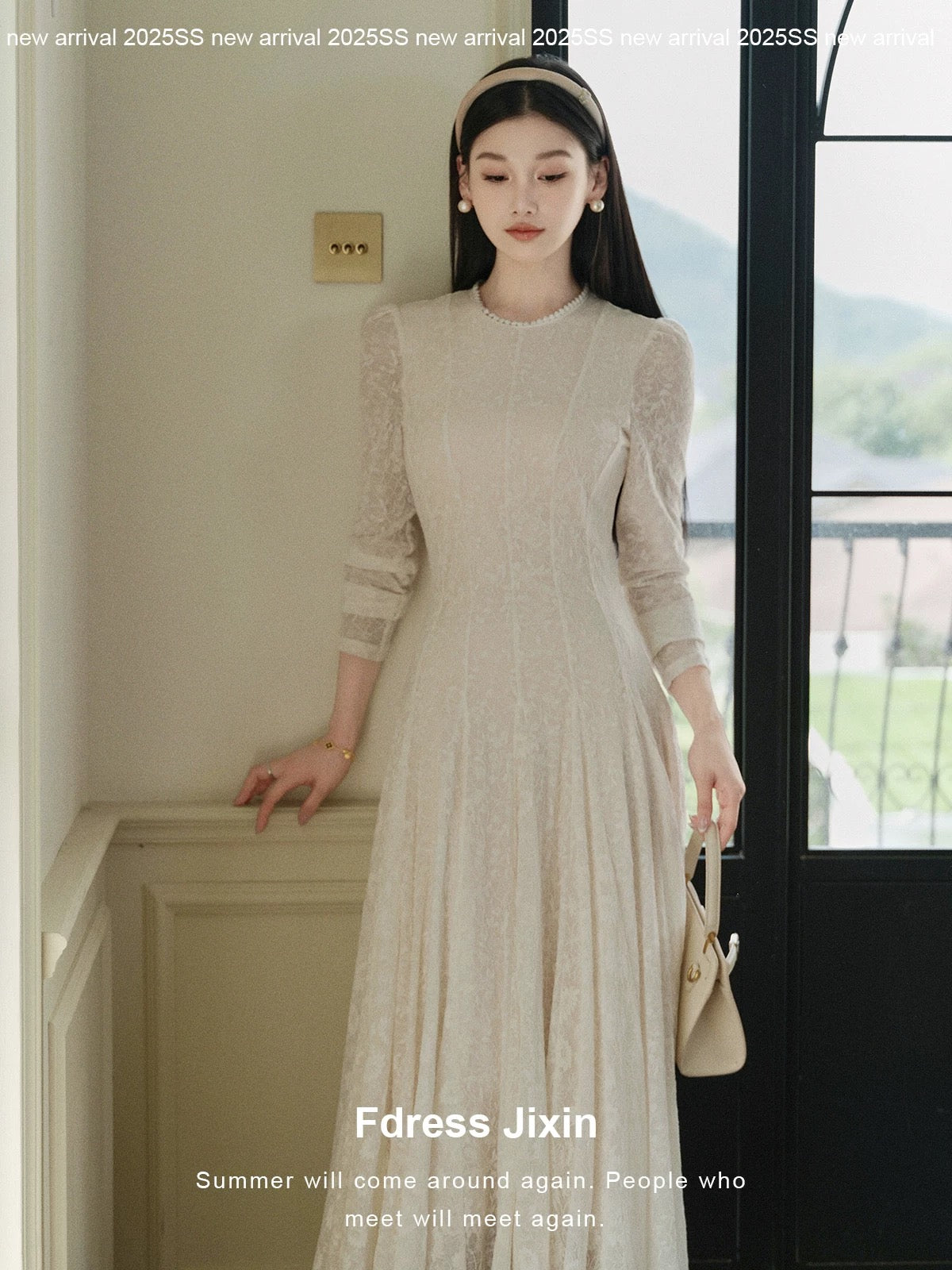 Send a letter to "Wooden Scent" Lyocell Cotton Jacquard Slim Fit Waist-cinching Dress, Autumn/Winter Base Layer Elegant Long Dress