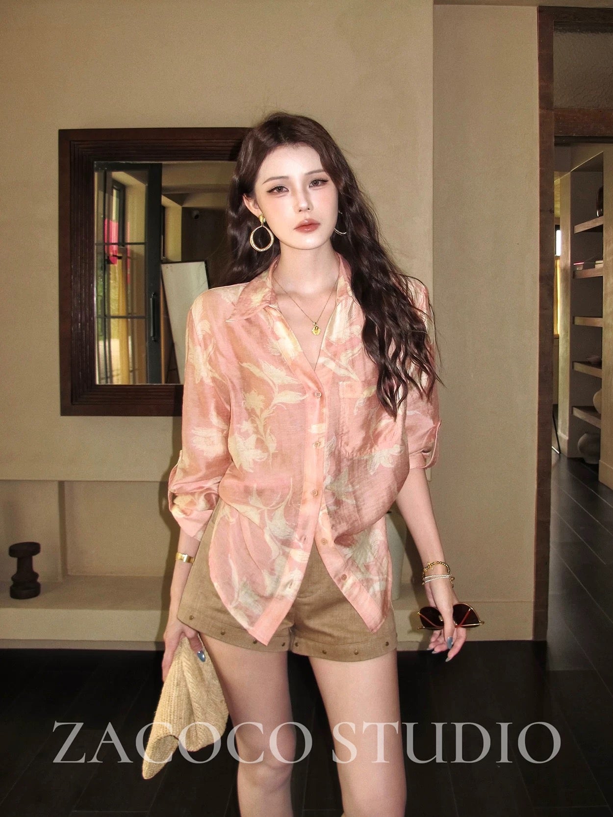 ZACOCO Women's French-Style Resort-Chic Sun-Protection Shirt – 2026 Summer New Arrival: Sophisticated, Slimming Linen Top