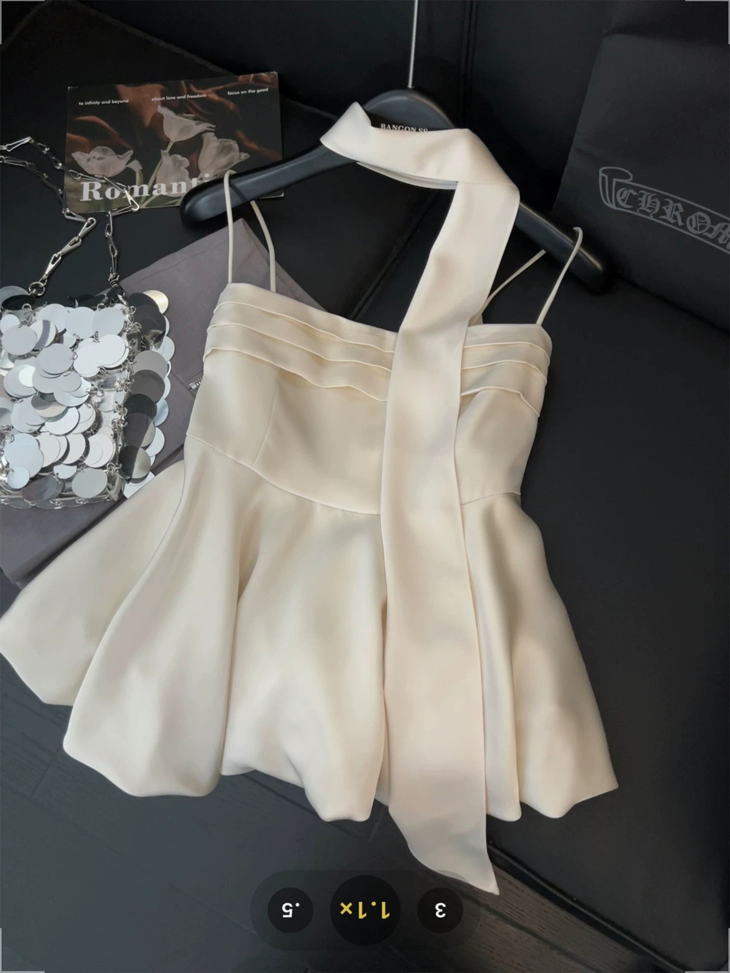 Jennie same style satin camisole vest female ribbon halter neck pleated design sweet and spicy style flower bud tube top