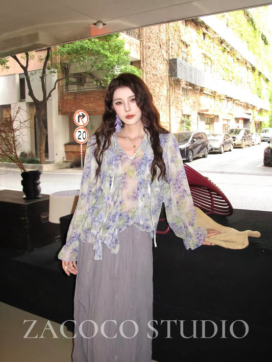 ZACOCO Designer French-Style Ruffled Blouse – Unique, Elegant, and Stylish Summer 2026 New Arrival