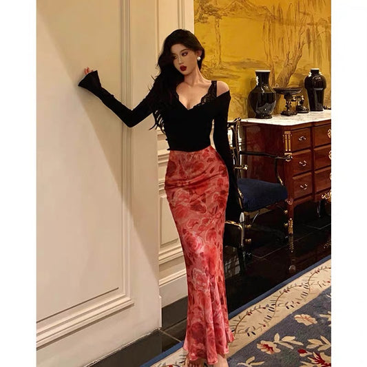 Goffu French pure desire sexy fashion suit for women autumn retro temperament niche slim slimming three-piece suit