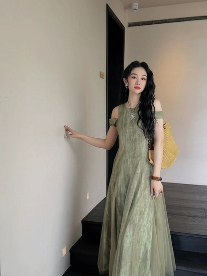 Sanji Heihua new summer design for women, simple patchwork gauze skirt, temperament, high-end, small, dignified and elegant