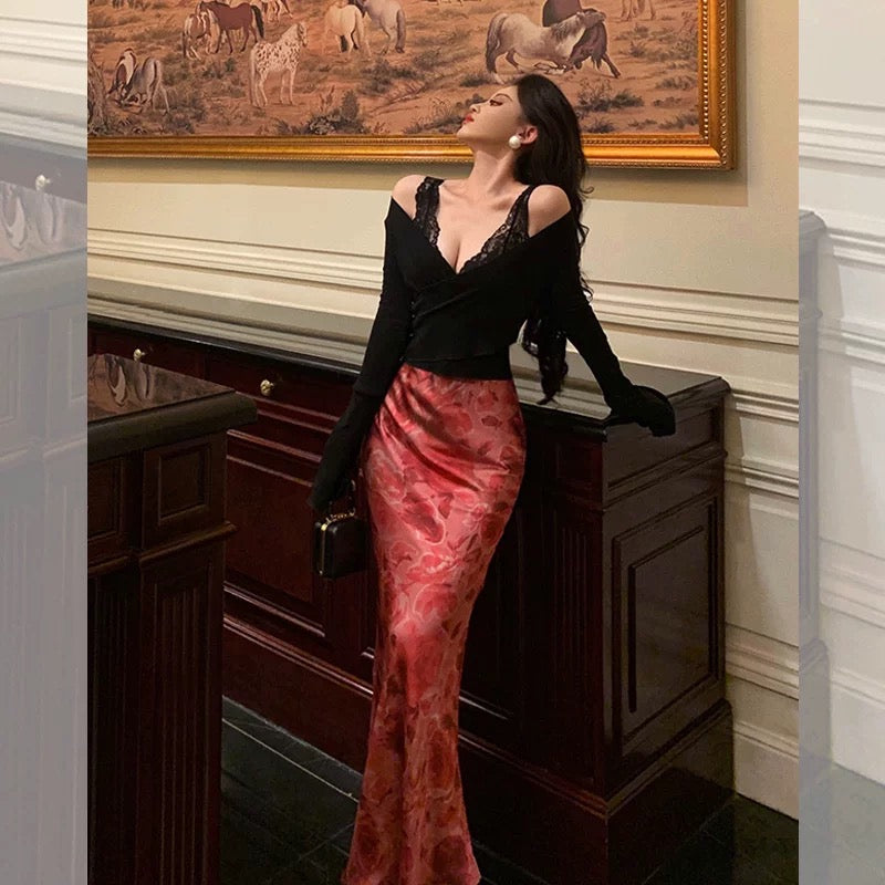 Goffu French pure desire sexy fashion suit for women autumn retro temperament niche slim slimming three-piece suit