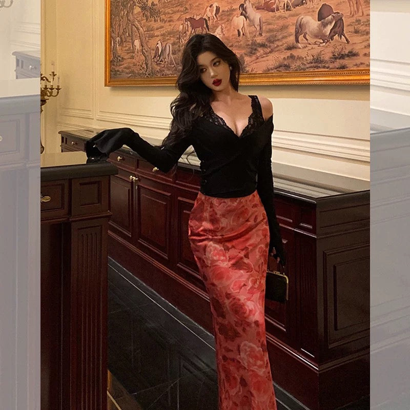 Goffu French pure desire sexy fashion suit for women autumn retro temperament niche slim slimming three-piece suit