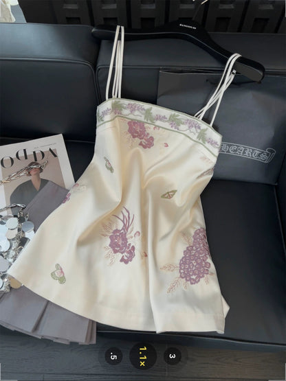 Violet heavy embroidery camisole vest new Chinese style elegant high-end 2025 summer one-shoulder tube top