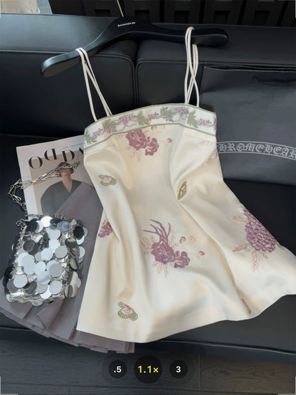 Violet heavy embroidery camisole vest new Chinese style elegant high-end 2025 summer one-shoulder tube top