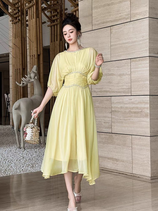 French temperament lady high-end light luxury high-end goddess beach dress holiday long dress dignified atmosphere dress