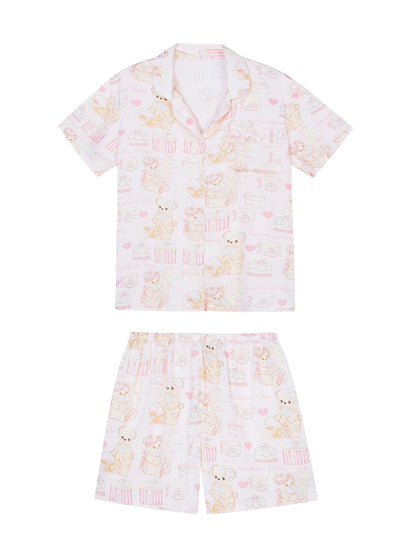 Xinbangbang Homedress Cute Rabbit Print Short Sleeve Pajamas Set Women's Summer Thin Outerwear Home Clothes