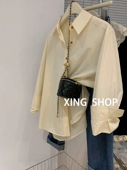 Purple cotton and linen shirt for women in spring and autumn French style high-end European goods temperament sunscreen shirt jacket top pure cotton