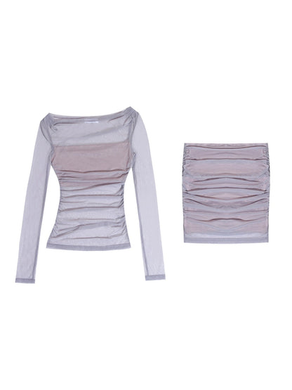 Luo Ge's Wool Roll Sweet and Spicy Pure Desire Slim Fit 2024 Spring and Summer Tops, Skirts, Suits, and Dresses Two-piece Set